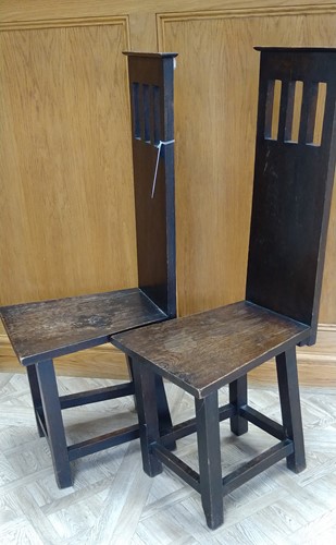 Lot 232 - A pair of Glasgow School oak side chairs