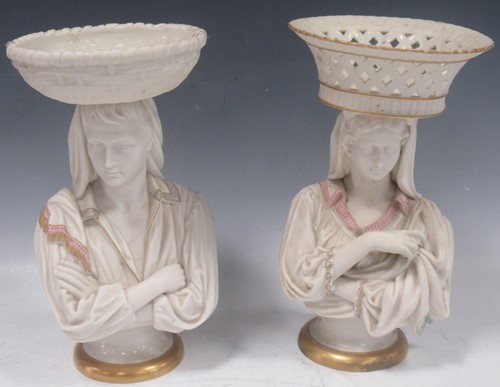 Lot 23 - A pair of Parian table centrepieces, probably...