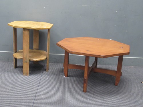 Lot 595 - A modern oak Arts and Crafts style octagonal...