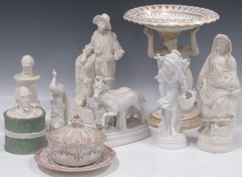 Lot 47 - A collection of Parian, to include a Copeland...