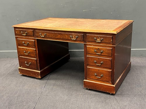 Lot 467 - A George III style pedestal desk, 20th century,...