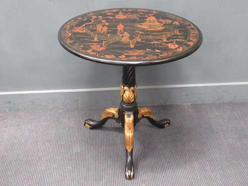 Lot 570 - A George III style ebonised chinoiserie...
