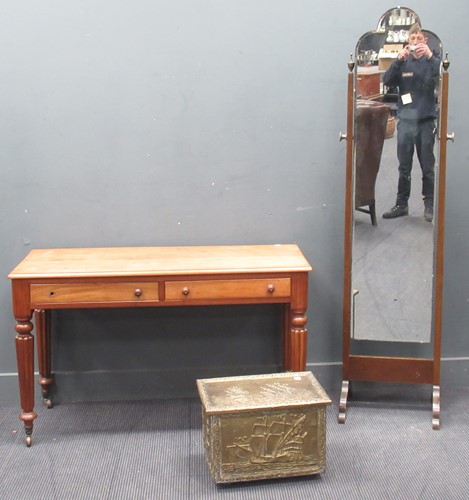 Lot 369 - An early 20th century cheval mirror with...
