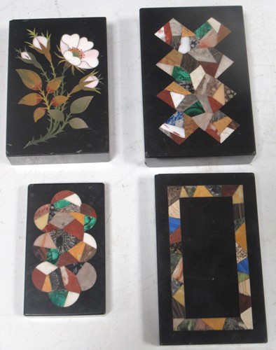 Lot 175 - Group of four small rectangular Pietra Dura...