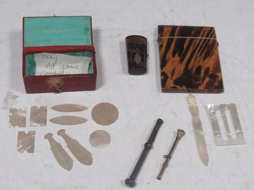 Lot 180 - Late 19th century tortoiseshell card case,...