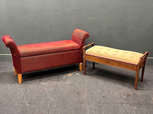 Lot 560 - A modern window seat with scrolled ends and...
