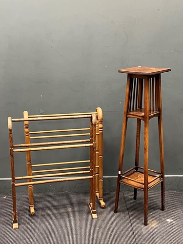 Lot 618 - A walnut three-tier pot stand or etagere, Arts...