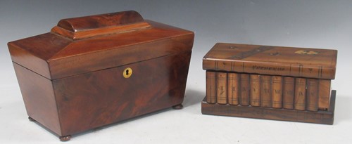 Lot 70 - A 19th style century tea caddy in sarcophagus...