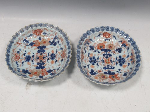 Lot 84 - A pair of Chinese imari lobed dishes, 18th...