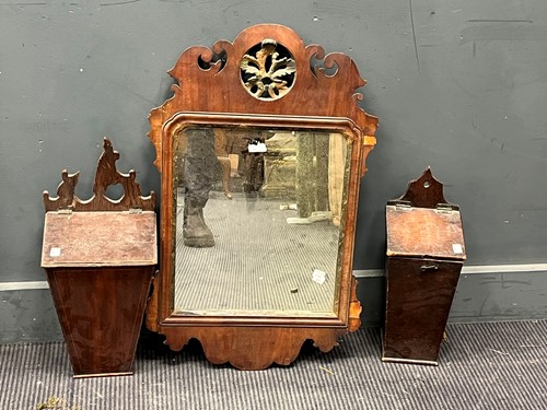 Lot 564 - Two 19th century candle boxes and a fretwork...