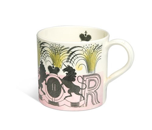 Lot 41 - Eric Ravilious for Wedgwood, a Queen Elizabeth II commemorative coronation mug, 1953