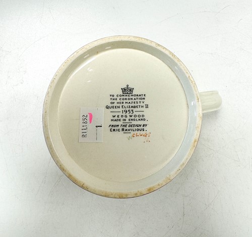 Lot 41 - Eric Ravilious for Wedgwood, a Queen Elizabeth II commemorative coronation mug, 1953