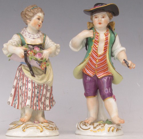 Lot 89 - A pair of Meissen figures of a boy and girl (2)