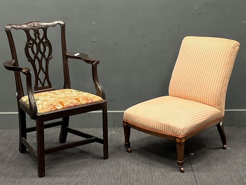 Lot 665 - A George III style mahogay elbow chair, 19th...