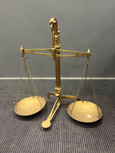 Lot 262 - A set of brass weighing scales by L. Mattwood...