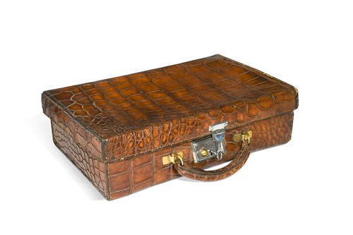 Lot 330 - A small crocodile attache case, circa 1930