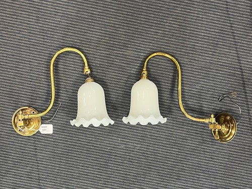 Lot 833 - A pair of swan neck swing arm wall lights,...