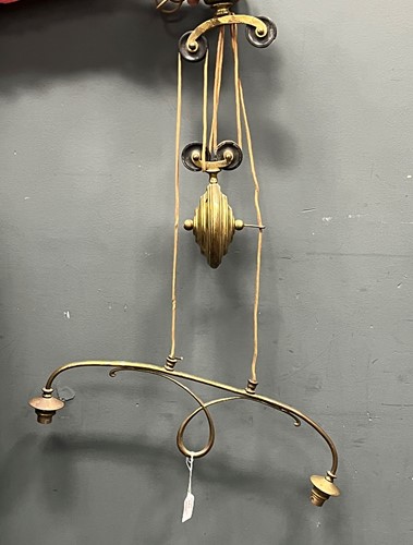 Lot 133 - A late Victorian brass rise and fall ceiling...