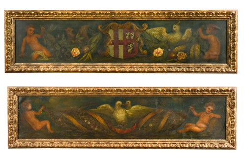 Lot 266 - A pair of Baroque-style painted friezes