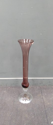 Lot 268 - A pair of very tall fluted purple glass vases,...