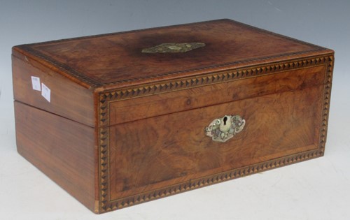 Lot 13 - A Walnut and marquetry writing slope, dated 1875