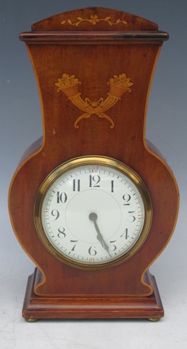 Lot 14 - An Edwardian satinwood and marquetry mantle clock