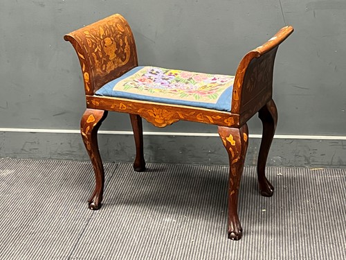 Lot 466 - A Dutch walnut and marquetry stool, 19th...