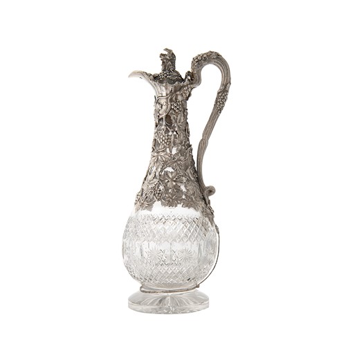 Lot 390 - A Victorian silver and cut glass claret jug