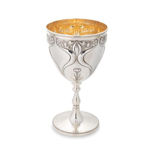Lot 397 - An early 20th century Art Nouveau silver goblet