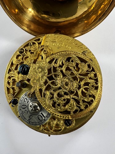 Lot 246 - Ralph Threlkeld, London - An early 18th century gold pair cased pocket watch