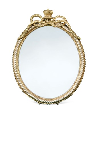 Lot 226 - An oval carved silver leaf and gesso rope-twist dressing mirror, late 19th century