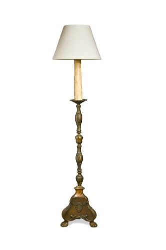 Lot 36 - A brass standard lamp, 20th century