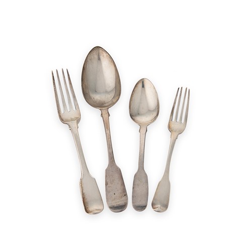 Lot 357 - A 24-piece harlequin set of George IV and later silver flatware
