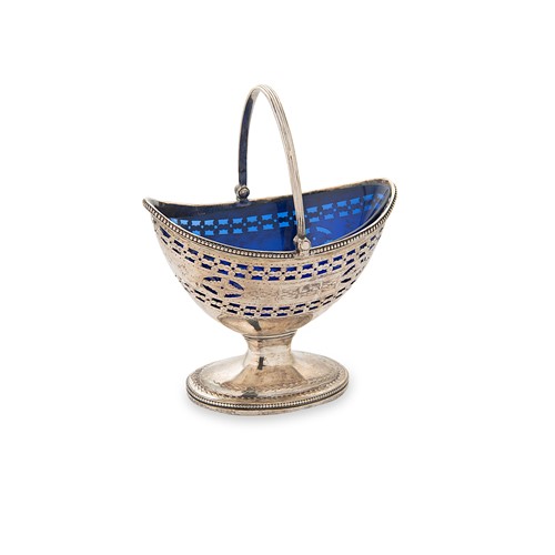 Lot 347 - A George III 18th century silver swing handled sugar basket