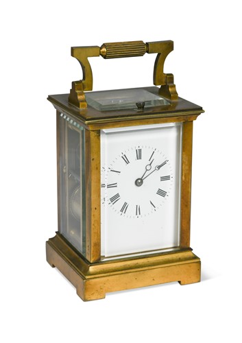 Lot 333 - A French brass repeating carriage clock, late 19th century