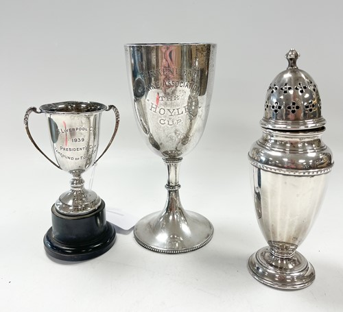 Lot 184 - Two silver cups (one on a stand) and a silver...