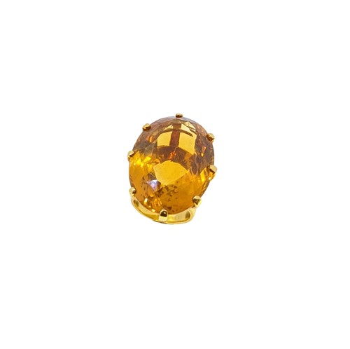 Lot 42 - A single stone citrine dress ring