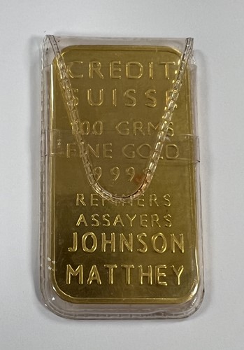 Lot 319 - Johnson Matthey for Credit Suisse - A 'four nines' gold bullion bar paperweight