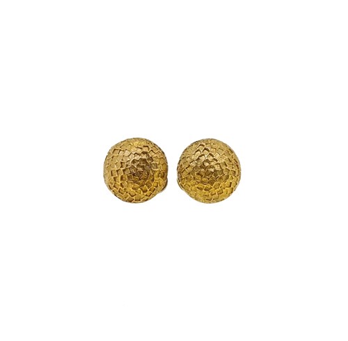 Lot 113 - A pair of domed ear clips