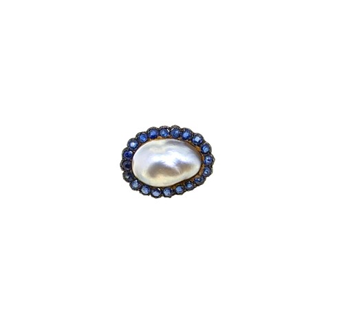 Lot 125 - A 19th century blister pearl and sapphire brooch