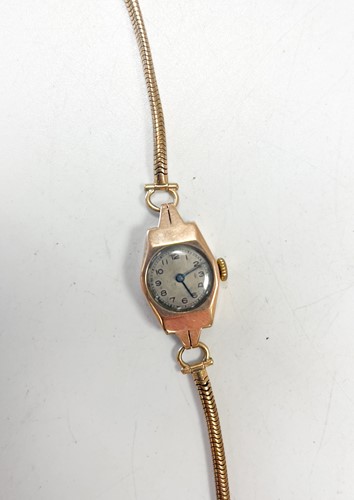 Lot 401 - A 9ct gold wristwatch by Trebex