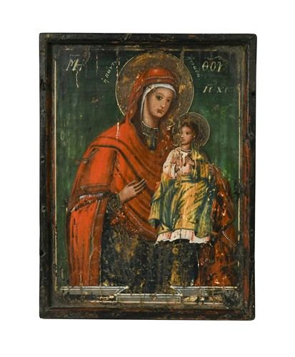 Lot 342 - A Greek Orthodox Icon of the Madonna and Child, 18th century