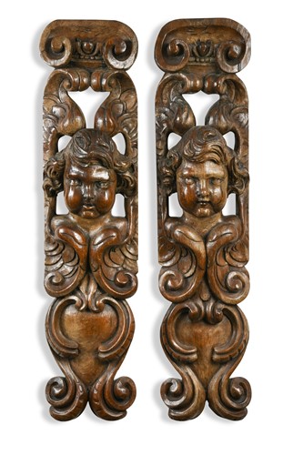 Lot 124 - A pair of Continental carved oak pilasters, 18th century