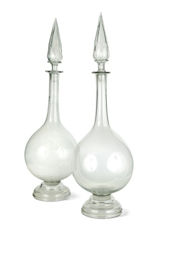 Lot 159 - A composed pair of glass chemist carboys, 19th century