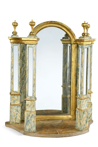 Lot 231 - A simulated marble and parcel gilt architectural niche or tabernacle, late 19th or early 20th century