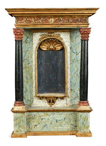 Lot 229 - A simulated marble and parcel gilt niche or tabernacle, late 19th or early 20th century