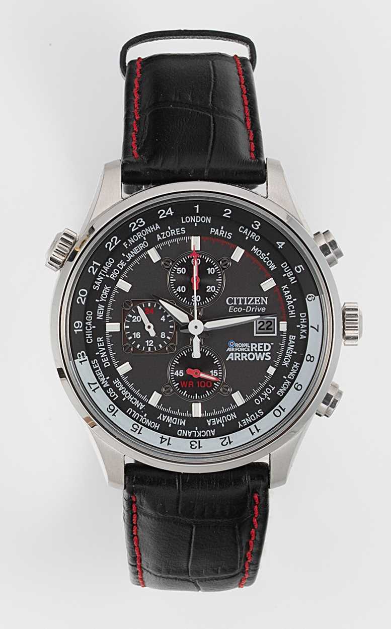 Lot 254 - Citizen - A steel 'Eco Drive Red Arrows Limited Edition' chronograph wristwatch