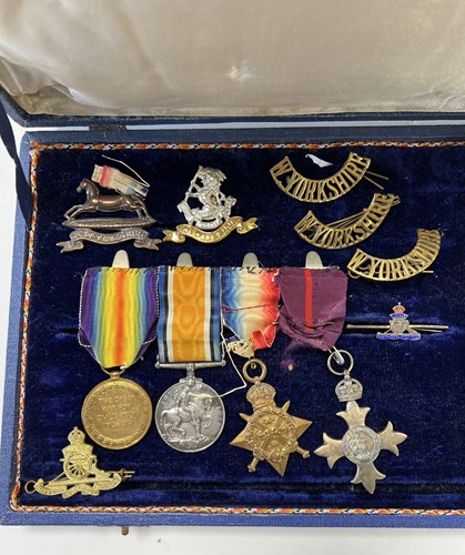 Lot 70 - A WW1 group of 3 medals and OBE (1914 Star...