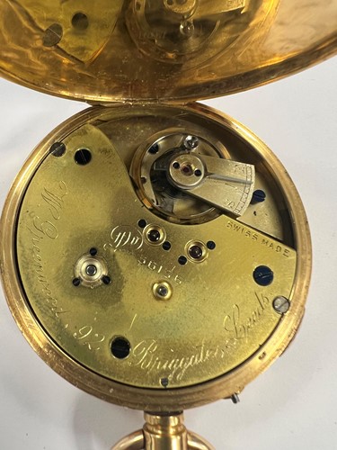 Lot 235 - William Greenwood, Leeds - A Swiss 18ct gold open faced chronograph pocket watch