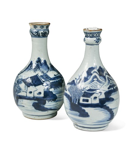 Lot 84 - Two Delft blue and white guglets, circa 1750